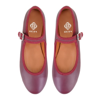 Kadın Bordo Deri Babet