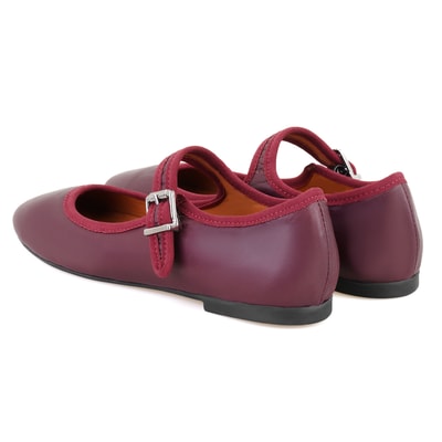 Kadın Bordo Deri Babet