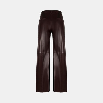 Kadın Bordo Deri Pantolon