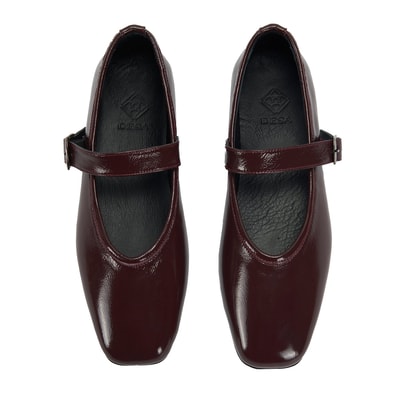Kadın Bordo Kemer Aksesuarlı Rugan Mary Jane Babet 