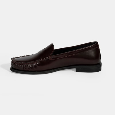 Kadın Bordo Klasik Deri Loafer