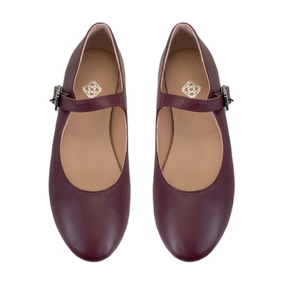 Kadın Bordo Mary Jane Deri Babet