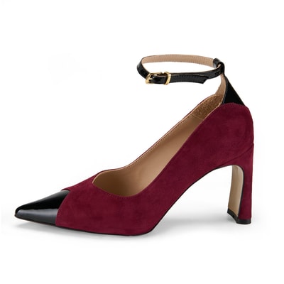 Kadın Bordo Süet Topuklu Abiye Ayakkabı
