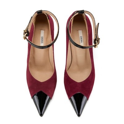 Kadın Bordo Süet Topuklu Abiye Ayakkabı