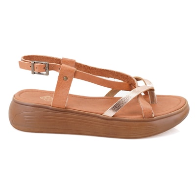 Kadın Bronz Deri Sandalet