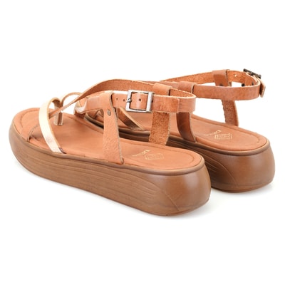 Kadın Bronz Deri Sandalet
