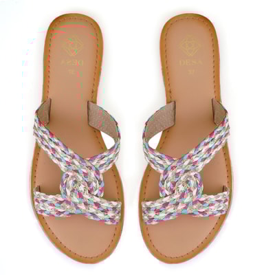 Kadın Çok Renkli Hasır Örgülü Terlik