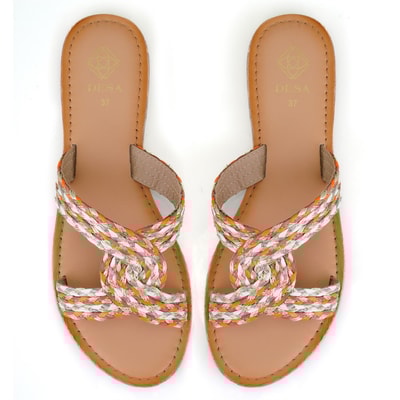 Kadın Çok Renkli Hasır Örgülü Terlik
