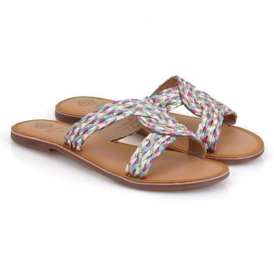 Kadın Çok Renkli Hasır Örgülü Terlik