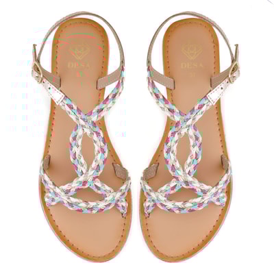 Kadın Çok Renkli Hasır Örgülü Terlik