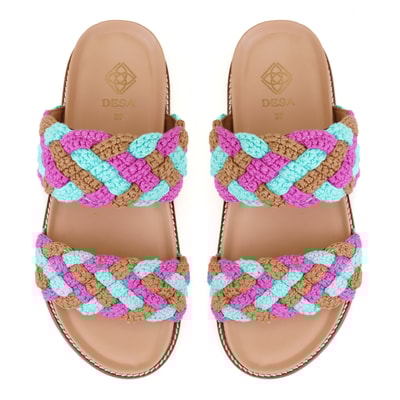 Kadın Çok Renkli Örgülü Terlik