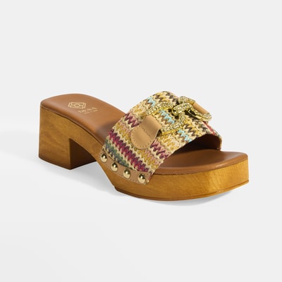 Kadın Çok Renkli Toka Aksesuarlı Topuklu Terlik 