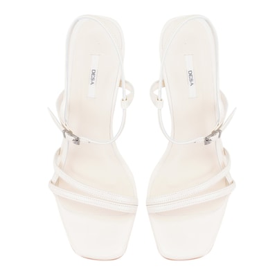 Kadın Ekru Rugan Topuklu Sandalet