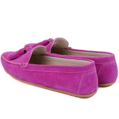 Kadın Fuşya Süet Deri Loafer