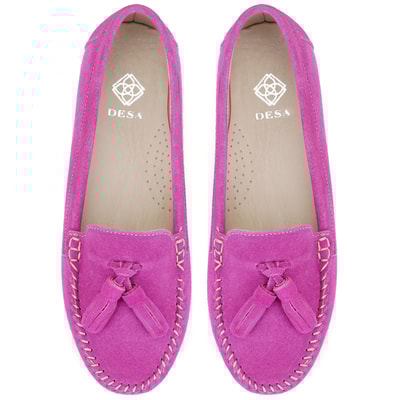 Kadın Fuşya Süet Deri Loafer