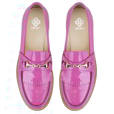 Kadın Fuşya Toka Aksesuarlı Deri Loafer
