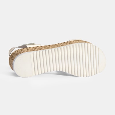 Kadın Gold Ayarlanabilir Tokalı Dolgu Topuklu Deri Sandalet