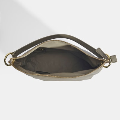 Kadın Gri Deri Omuz Çantası