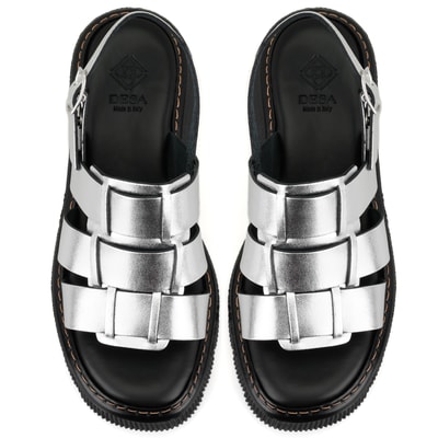 Kadın Gri Dolgu Tabanlı Deri Sandalet