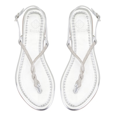 Kadın Gümüş Ayarlanabilir Tokalı Terlik