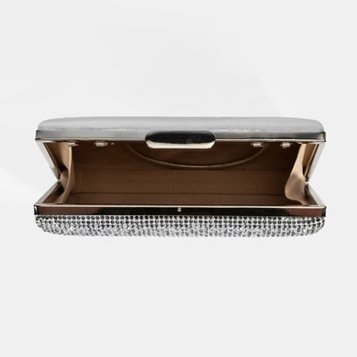 Kadın Gümüş Taş Detaylı Gece El Çantası