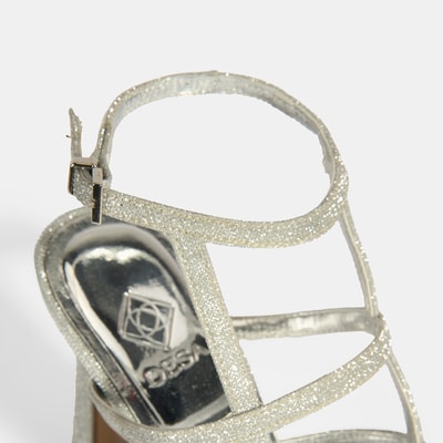 Kadın Gümüş Toka Detaylı Topuklu Abiye Sandalet