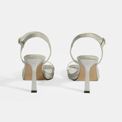 Kadın Gümüş Toka Detaylı Topuklu Abiye Sandalet