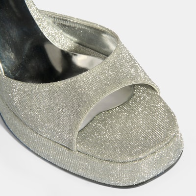 Kadın Gümüş Toka Detaylı Topuklu Abiye Sandalet