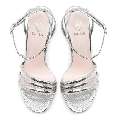 Kadın Gümüş Topuklu Sandalet