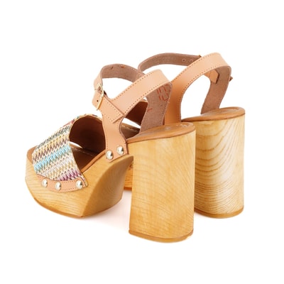 Kadın Hasır Örgülü Topuklu Sandalet