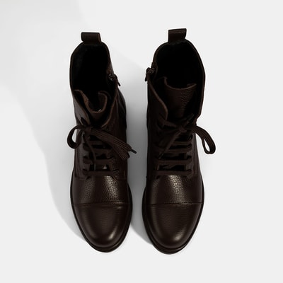 Kadın Kahve Bağcıklı Deri Postal Bot