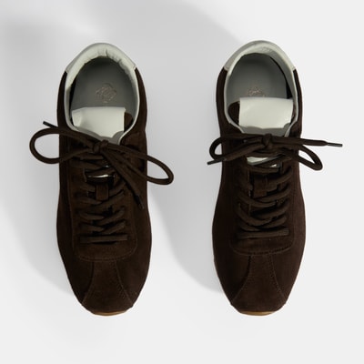 Kadın Kahve Bağcıklı Süet Spor Ayakkabı