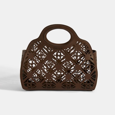 Kadın Kahve Çiçek Logolu El Çantası