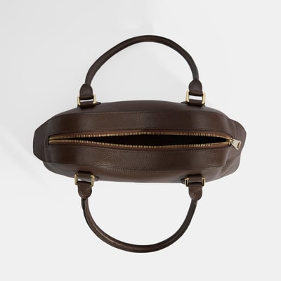 Kadın Kahve Deri Çanta Aksesuarlı Büyük Omuz Çantası