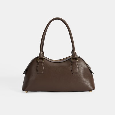 Kadın Kahve Deri Çanta Aksesuarlı Büyük Omuz Çantası