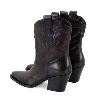 Kadın Kahve Deri Kovboy Bot