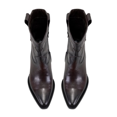 Kadın Kahve Deri Kovboy Bot