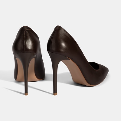 Kadın Kahve Deri Stiletto