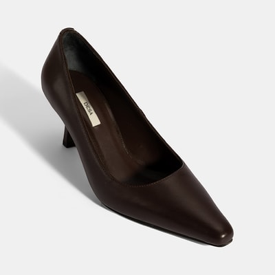 Kadın Kahve Deri Stiletto