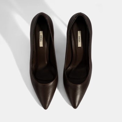 Kadın Kahve Deri Stiletto