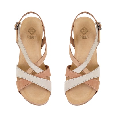 Kadın Kahve Dolgu Topuklu Deri Sandalet