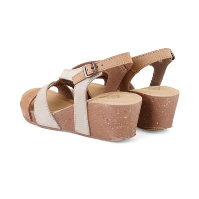 Kadın Kahve Dolgu Topuklu Deri Sandalet