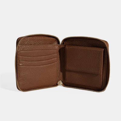 Kadın Kahve Fermuarlı Deri Cüzdan