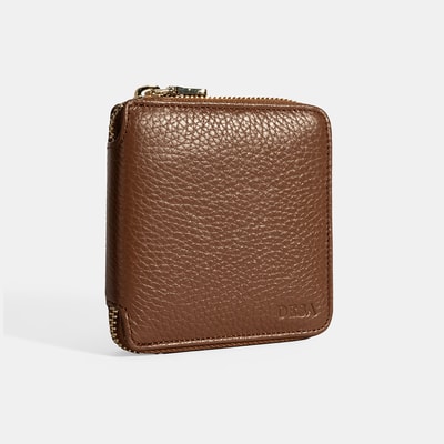 Kadın Kahve Fermuarlı Deri Cüzdan