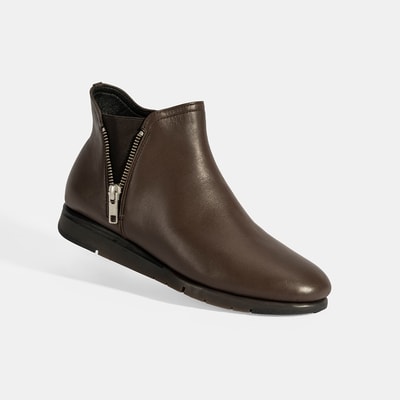 Kadın Kahve Fermuarlı DesaComfort Deri Bot