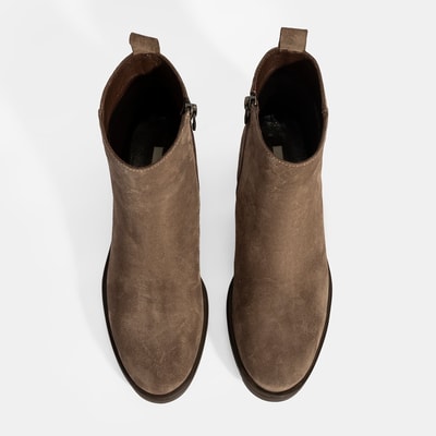 Kadın Kahve Fermuarlı Süet Deri Bot