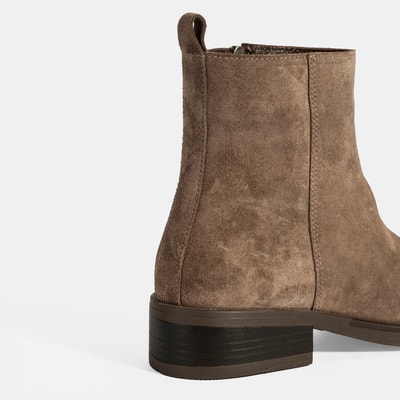 Kadın Kahve Fermuarlı Süet Deri Bot