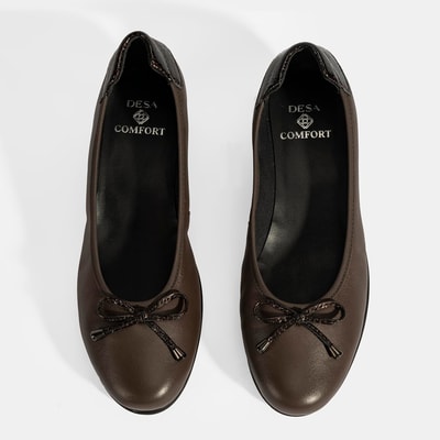 Kadın Kahve Fiyonk Detaylı DesaComfort Deri Ayakkabı