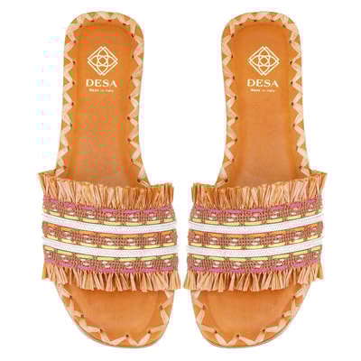 Kadın Kahve Hasır Örgülü Terlik