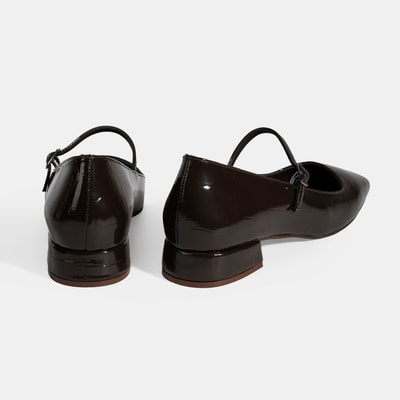 Kadın Kahve Kroko Baskılı Mary Jane Günlük Ayakkabı